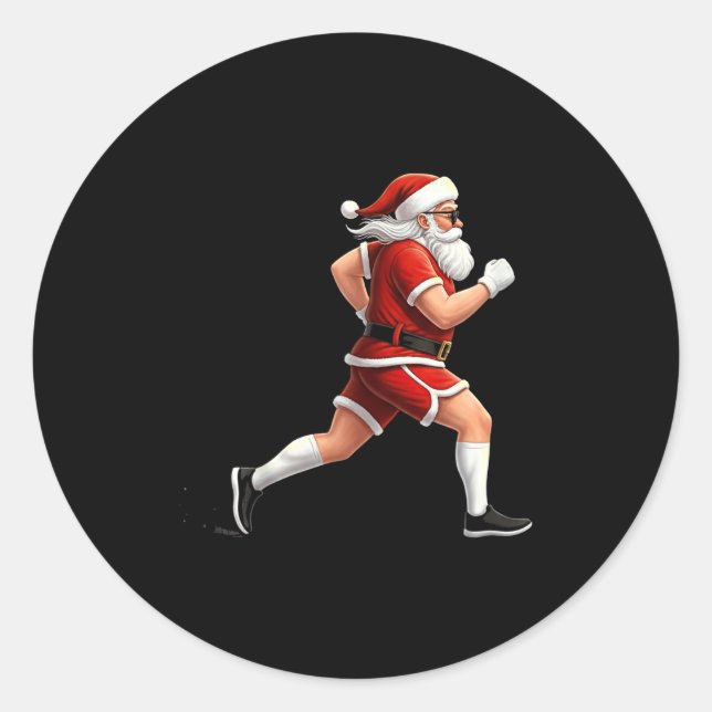 Running Santa Christmas Graphic Runner Run Maratho Classic Round Sticker (Front)