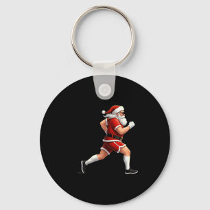 Running Santa Christmas Graphic Runner Run Maratho Keychain