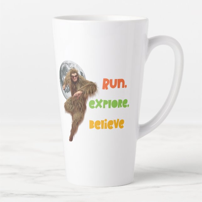 Running Sasquatch Adventure Believe Design Latte Mug (Right)