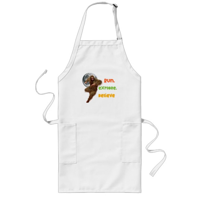 Running Sasquatch Adventure Believe Design Long Apron (Front)