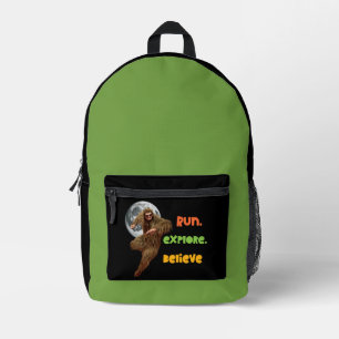 Running Sasquatch Adventure Believe Design Printed Backpack