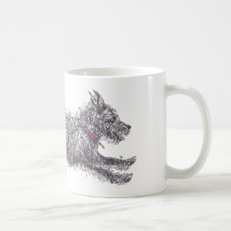 Running Scruffy Black Terrier Mug (Right Handed)