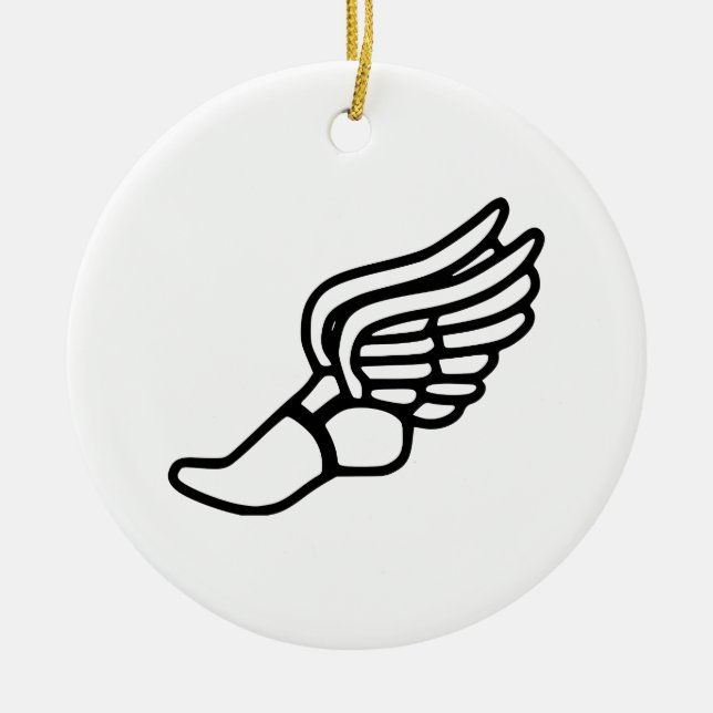 Running Shoe With Wings Ceramic Ornament (Front)