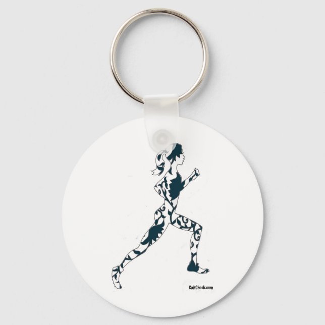 Running Silhouette - Floral Keychain (Front)