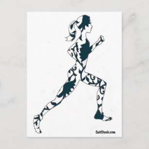 Running Silhouette - Floral Postcard
