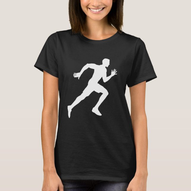 Running Silhoutte Sunset   Women Athelete Sports L T-Shirt (Front)