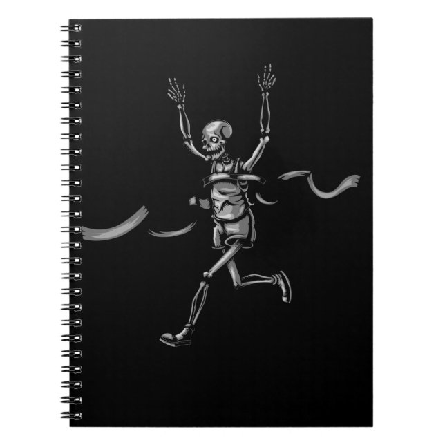 Running Skeleton Finish Line Marathoner Humour Notebook (Front)