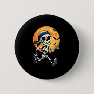 Running Skeleton Funny Halloween Costume Men Women 2 Inch Round Button