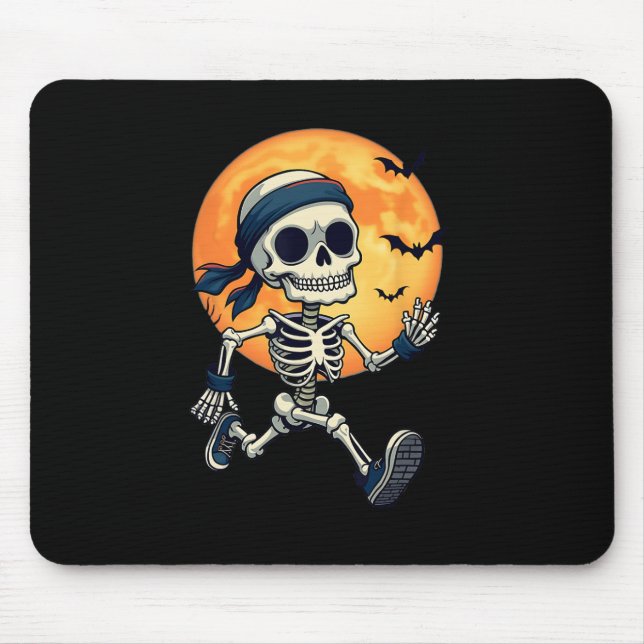 Running Skeleton Funny Halloween Costume Men Women Mouse Pad (Front)