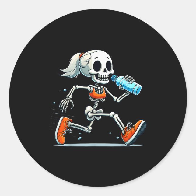 Running Skeleton Halloween Costume Soky Runners Lo Classic Round Sticker (Front)