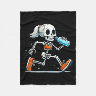 Running Skeleton Halloween Costume Spooky Runners Fleece Blanket