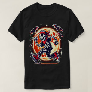 Running Skeleton with Sneakers - Spooky Halloween T-Shirt