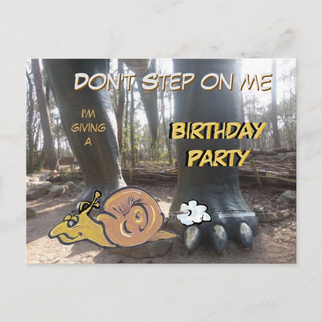 Running Snail Cartoon Birthday Invitation Postcard (Devant)