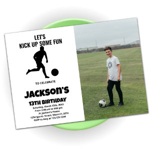 Running Soccer Birthday Invitations with photo