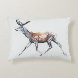 Running Stag in velvet Polsen 2006 Decorative Pillow