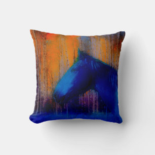 Running Stallion & Trees Fantasy Horse Modern Art Throw Pillow