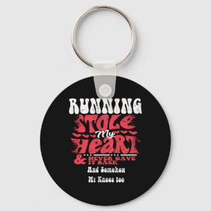 Running Stole My Heart ~ Funny Valentines Day Keychain