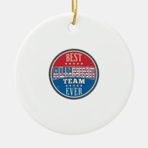 Running Team Patriotic Vintage Badge Design_1 Ceramic Ornament