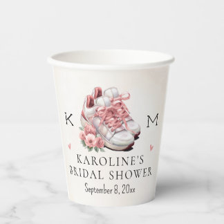 Running Themed Floral Sneaker Bridal Shower Paper Cups