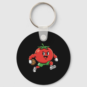 Running Tomato Footll Mascot Athlete Cartoon Keychain