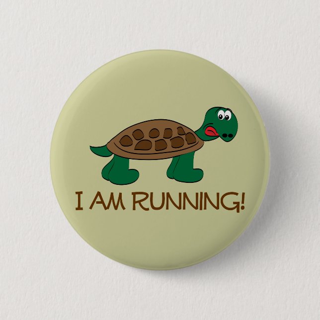 Running Tortoise 2 Inch Round Button (Front)