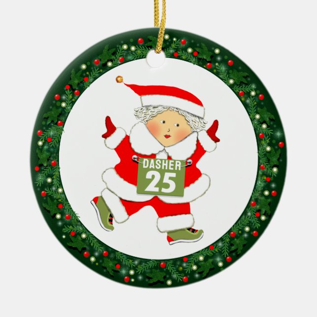 Running Track and Field Gift Ceramic Ornament (Front)