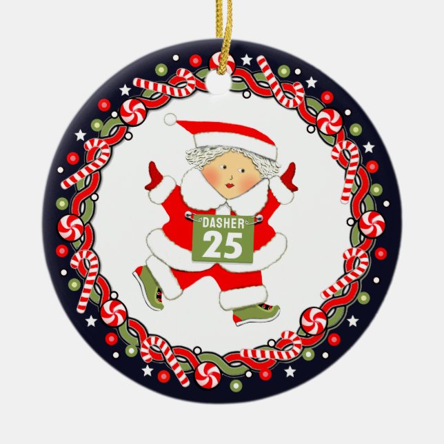 Running Track and Field Gift Ceramic Ornament (Front)