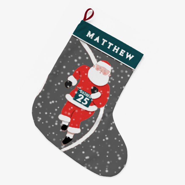 Running Track and Field Large Christmas Stocking (Front (Hanging))