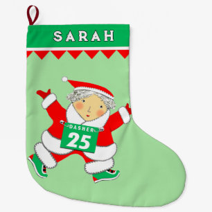 Running Track and Field Large Christmas Stocking