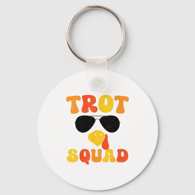 Running Turkey Sungles Trot Squad Thanksgiving  Keychain (Front)