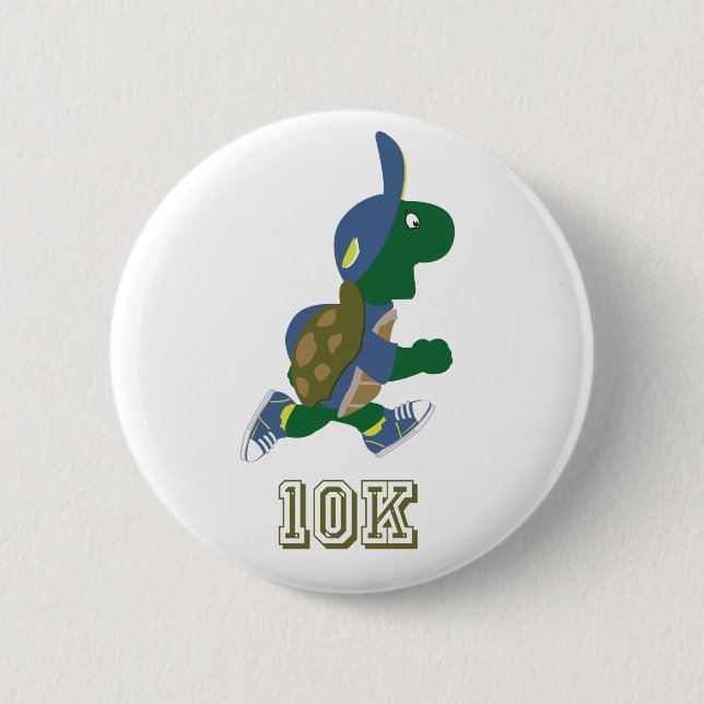 Running Turtle 10K - Blue 2 Inch Round Button (Front)
