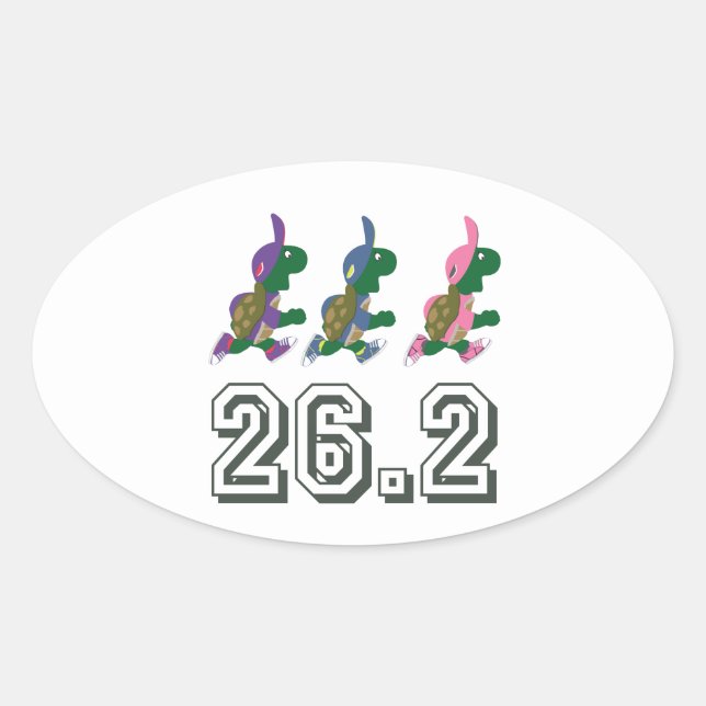 Running turtles 26.2 oval sticker (Front)