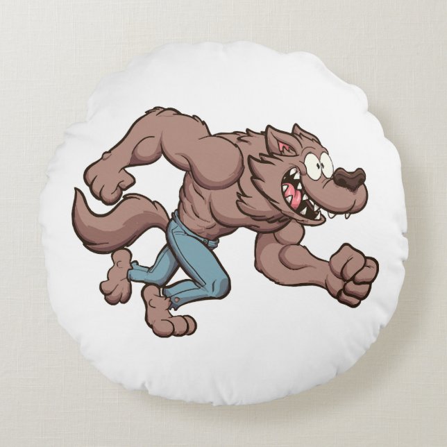 Running Werewolf Round Pillow (Front)