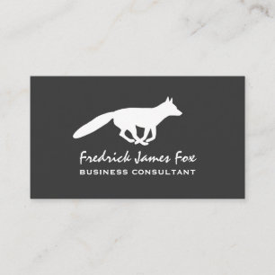 Running White Fox Silhouette   Wildlife Animal Business Card