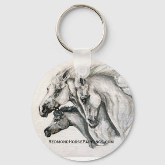 Running White Horses Family Keychain