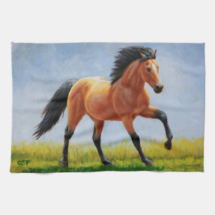 Running Wild Buckskin Horse Kitchen Towel