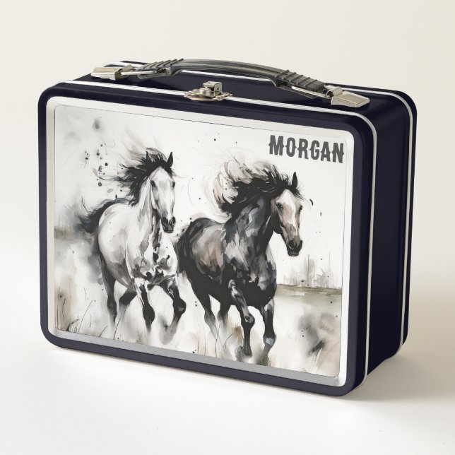 Running Wild Horses Custom School Metal Lunch Box (Front)