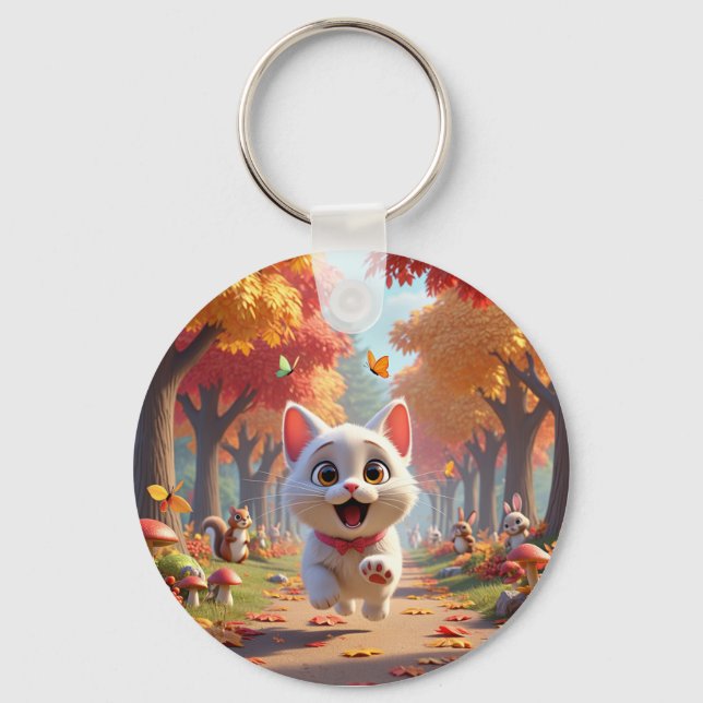Running Wild: The Forest Cat Tote, wild spirit Keychain (Front)