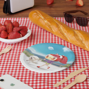 Running with Dog by the Sea Paper Plate