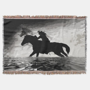 Running with the Spirits - Horses Throw Blanket