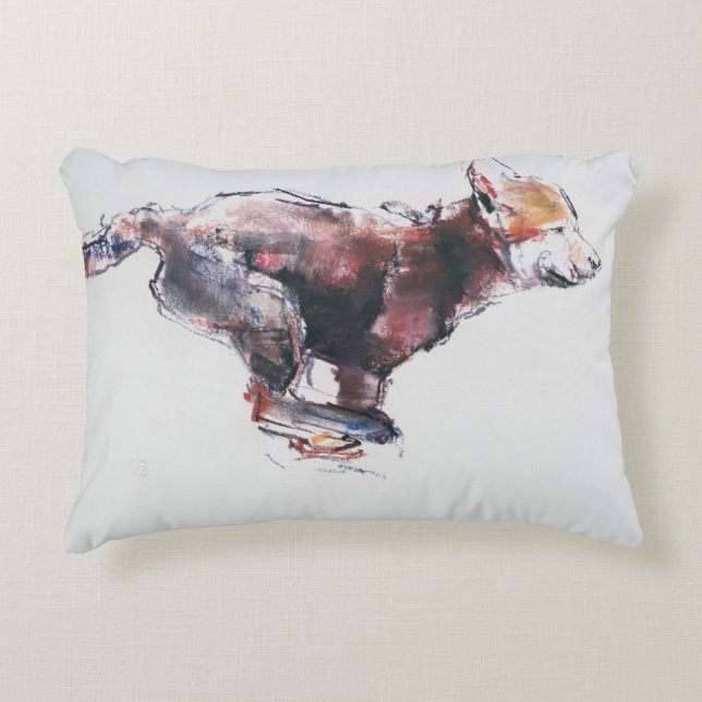 Running wolf pup decorative pillow (Front)