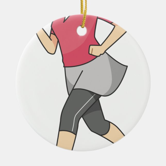 Running Woman Ceramic Ornament (Front)