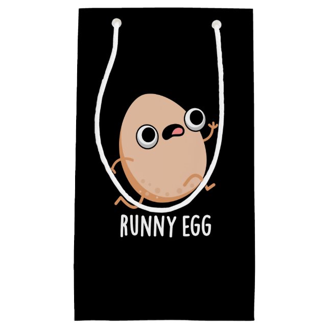 Runny Egg Funny Running Egg Pun Dark BG Small Gift Bag (Front)