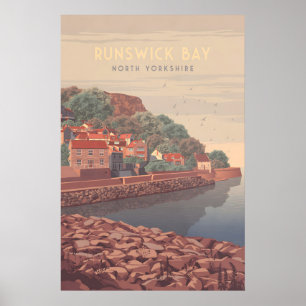 Runswick Bay Yorkshire Seaside Travel Poster