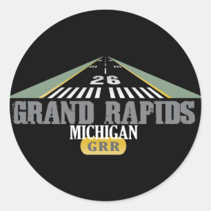Runway 26 - Grand Rapids Michigan GRR Classic Round Sticker