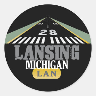 Runway 28 - Lansing Michigan LAN Classic Round Sticker