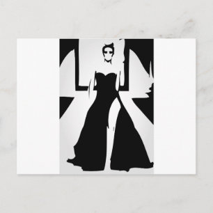 Runway model in fashionable gown postcard