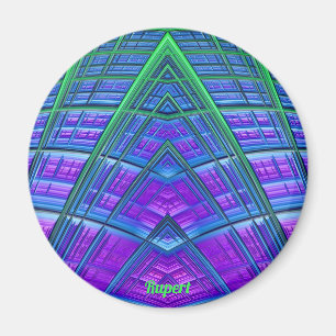 RUPERT ~ Blue, Green and Purple ~Abstract Fractal  Magnet