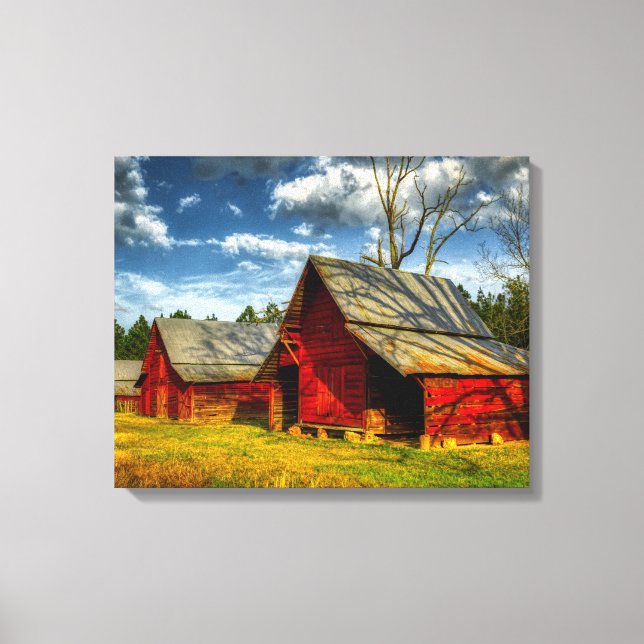 Rural America Red Barn Canvas Print (Front)