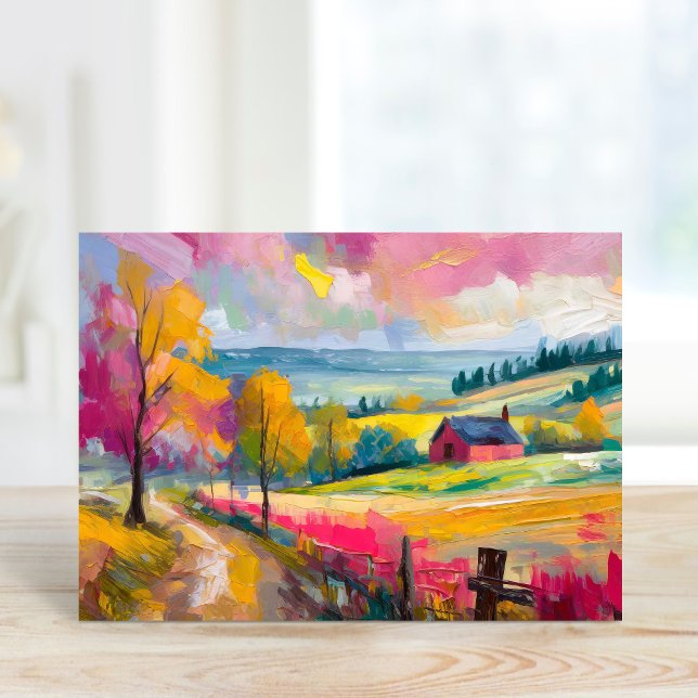 Rural Autumn Landscape Modern Abstract Art Card (Creator Uploaded)